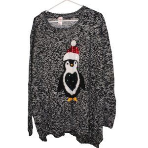 Holiday Time Size 3X (22W/24W) Christmas Penguin Knit Pullover Crewneck Sweater